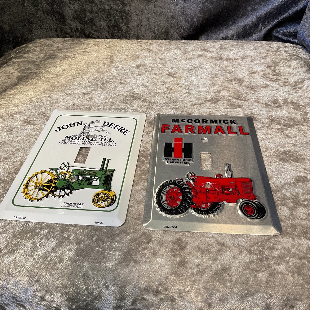 Set of Two John Deere and Formall Tractor Switch Plates